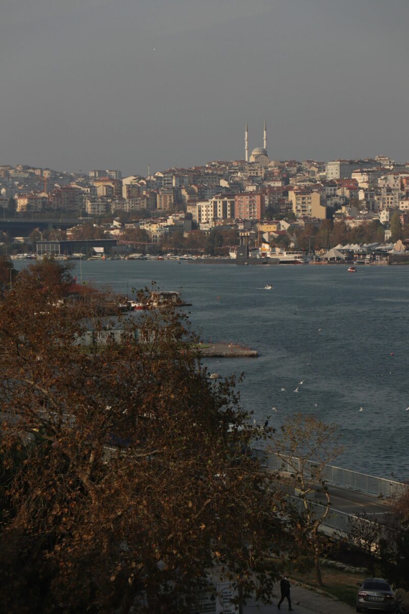 A breathtaking view of the Bosphorus with Istanbul skyline and mosque in the background.